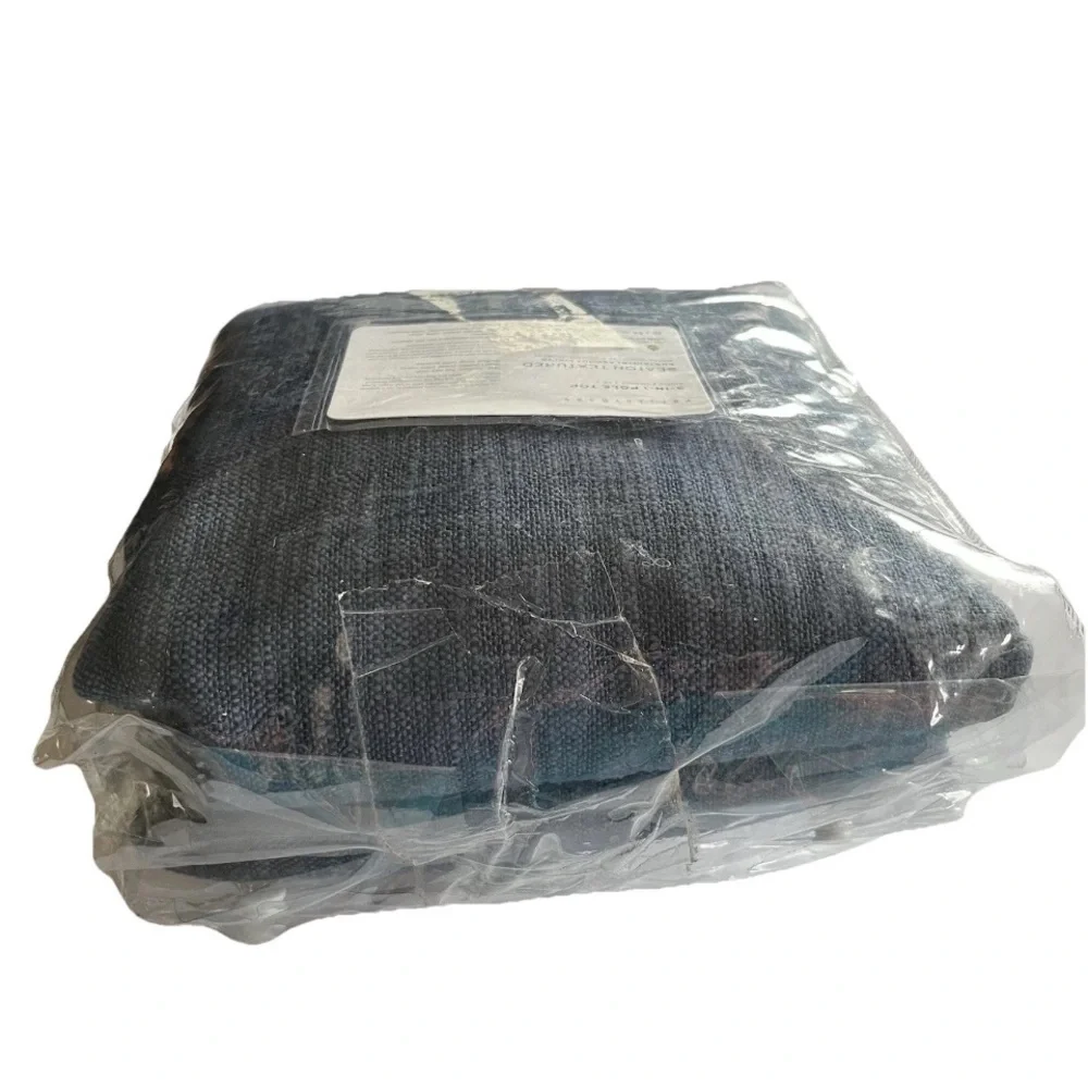 Pottery Barn Seaton Drape Single Panel 50” x 96” Color Denim Textured New Open